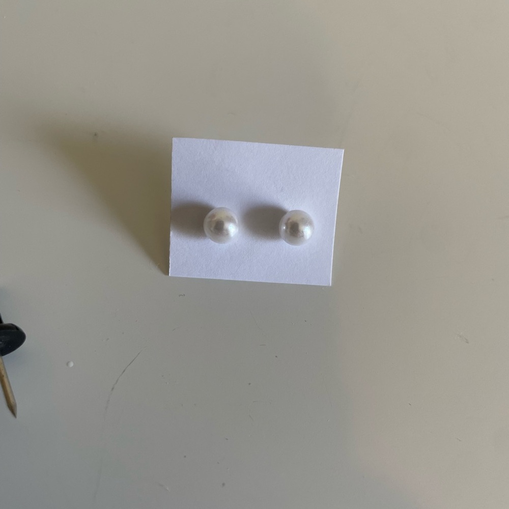 Classic White Pearl Stud Earrings - Women Jewelry